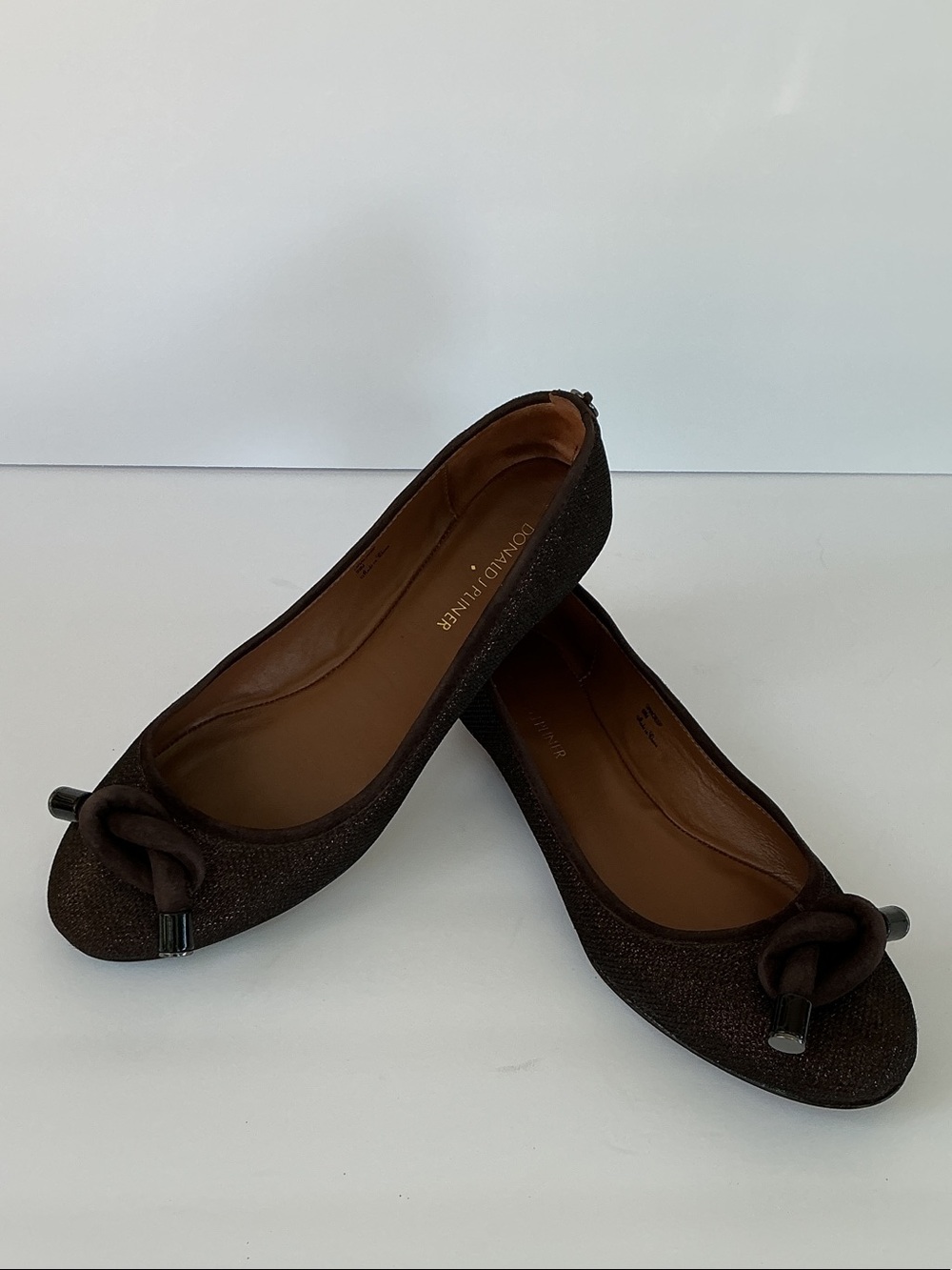 Donald J. Pliner Dark Brown Knot Toe Ballet Flats